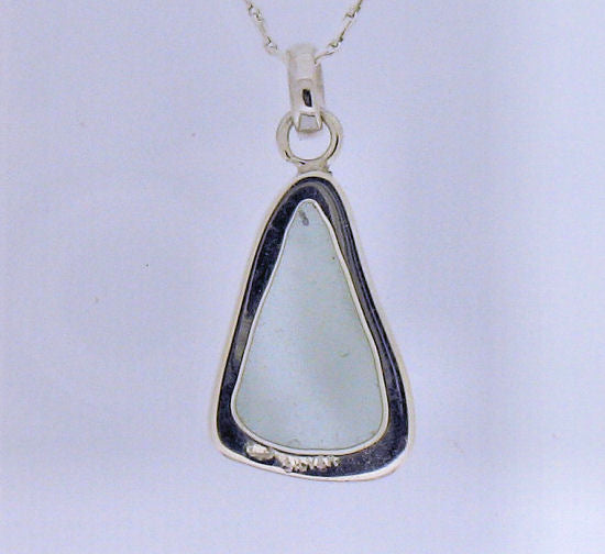 Whitby Sea Glass (aqua blue) and Silver Pendant on Chain SG8623B