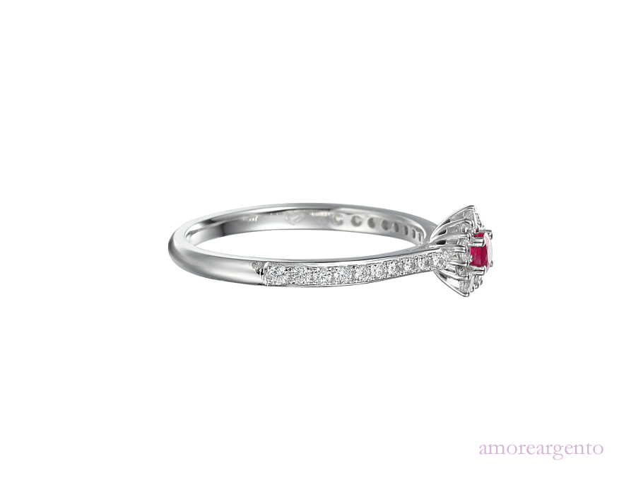 Ruby, Cubic Zirconia and Silver Ring 9210R