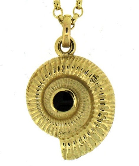 Whitby Jet and Gold Ammonite Pendant N P AM