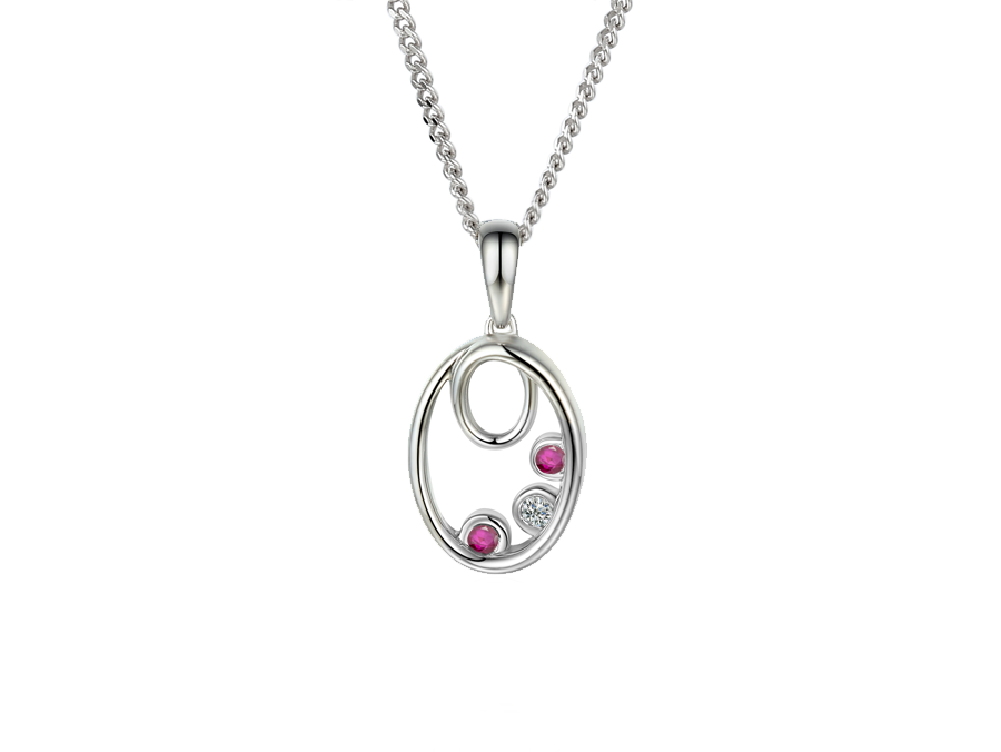 Ruby and Cubic Zirconia Silver Forever Necklace 10021SILCZ/R