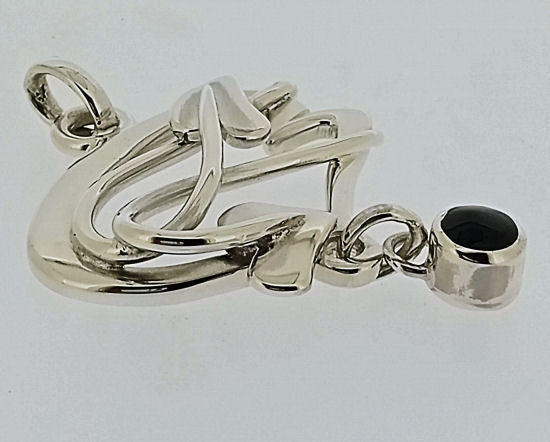 Silver and Jet Handmade Pendant NPHM01