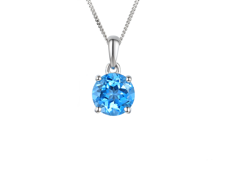 Blue Topaz and Silver Purity Necklace 5001PSILBT