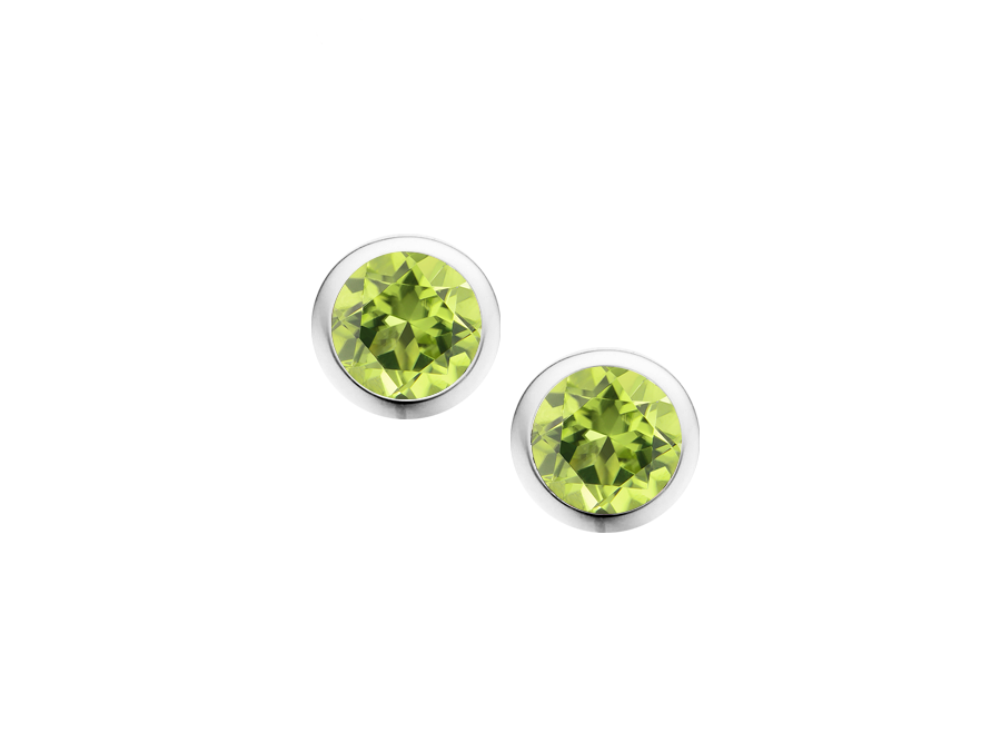 Peridot and Silver Round Studs 5004P