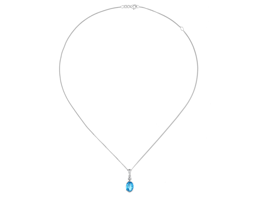 Blue Topaz and Cubic Zirconia Silver Necklace 6155SILCZ/BT