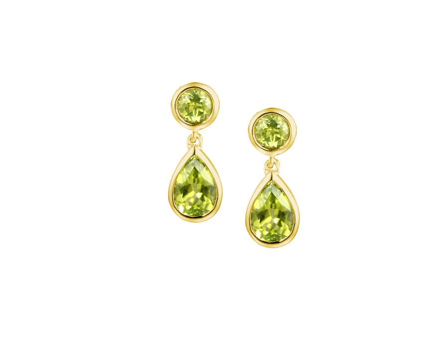 Peridot and Yellow Gold Drop Earrings 6198YPER