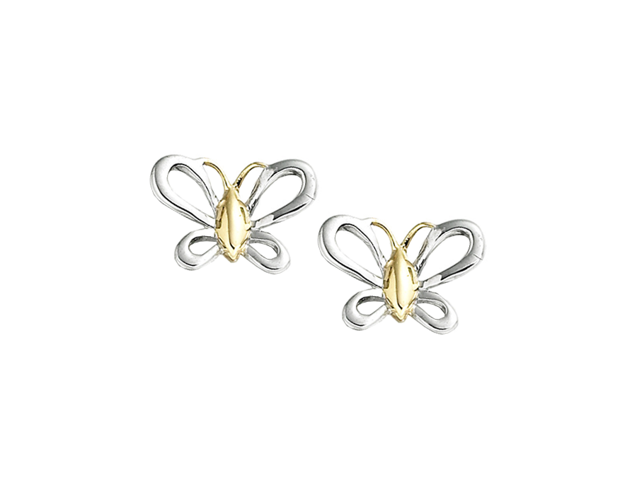 Gold Stud Butterfly Earrings in Two Colour 9ct 6602WY