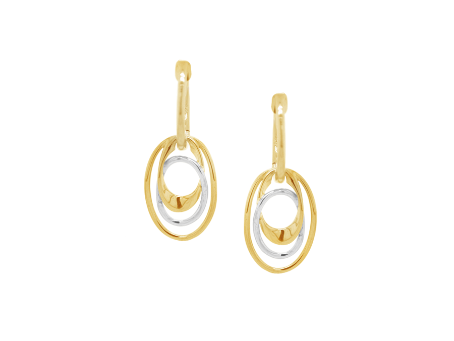 Gold Oval Two Colour Drop Earrings 6977YW