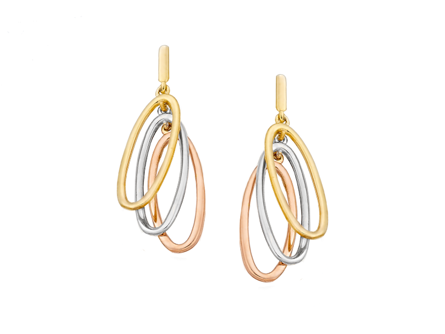 Gold Drop Earrings in Three Colour 6998YWR