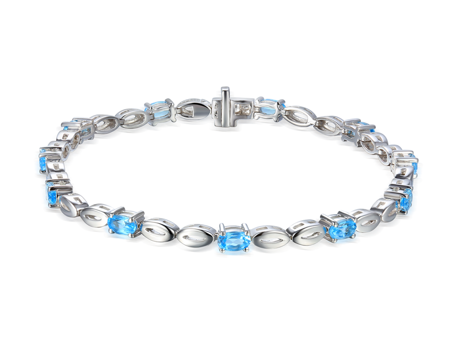 Blue Topaz and Silver Flamboyant Bracelet 8554SILBT