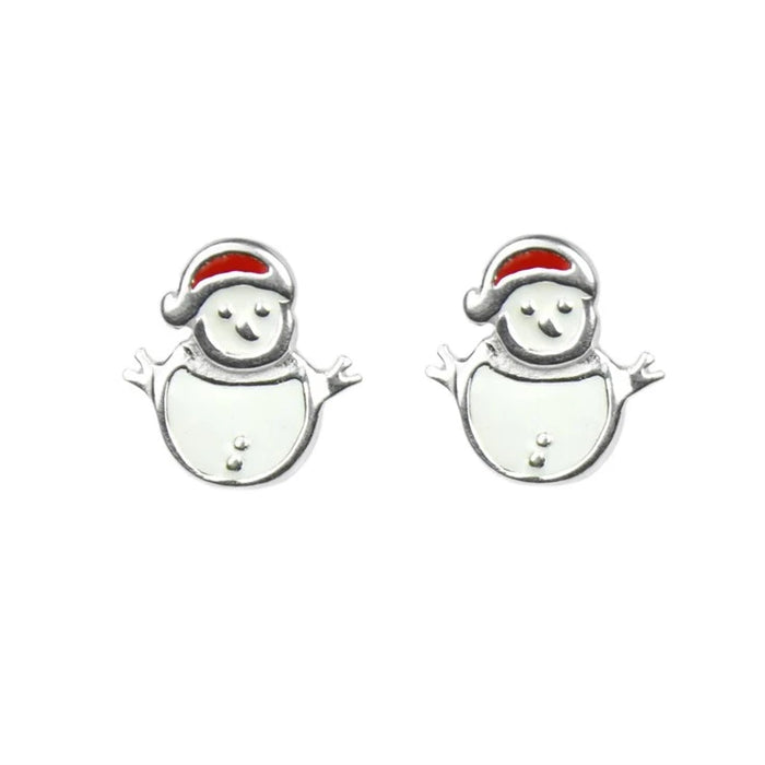 Enamel Snowmen Stud Earrings 9011-0079