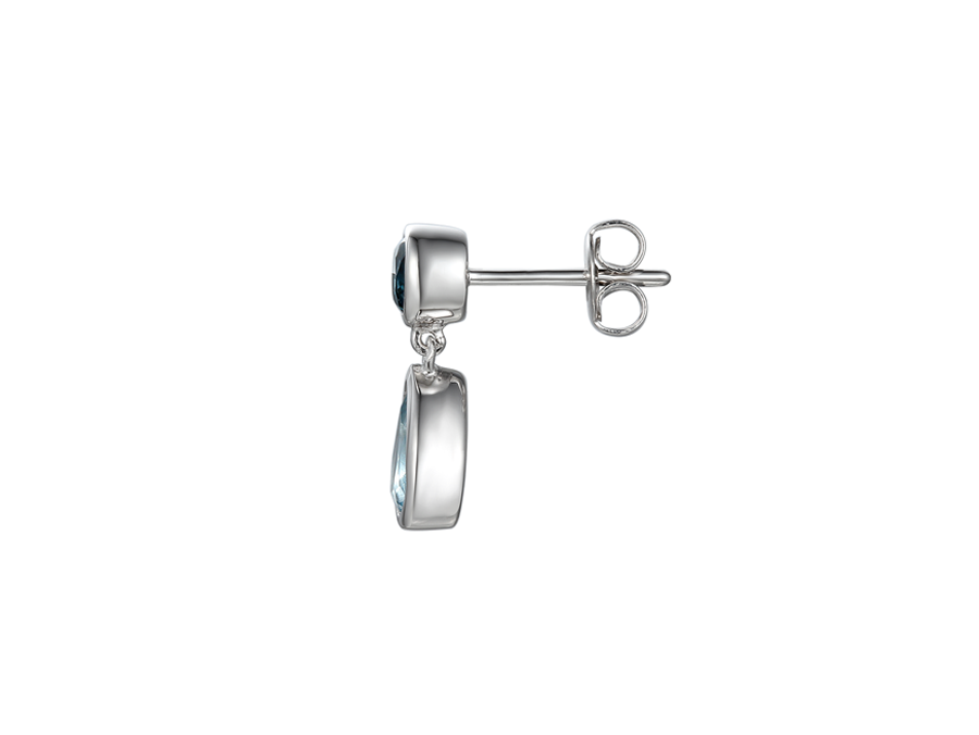 Blue Topaz Duo Bleu Silver Drop Earrings 9104SILSBT/LBT
