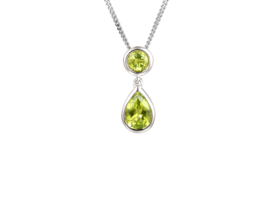 Peridot and Silver Pendant on Chain 9105P