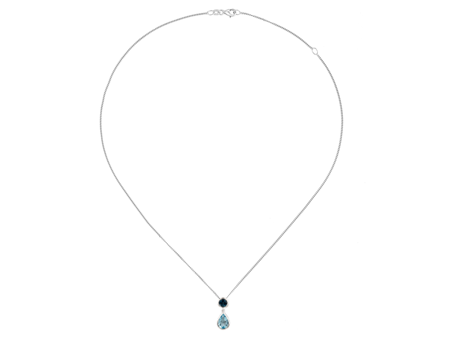 Blue Topaz and Silver Duo Bleu Necklace 9105SILSBT/LBT