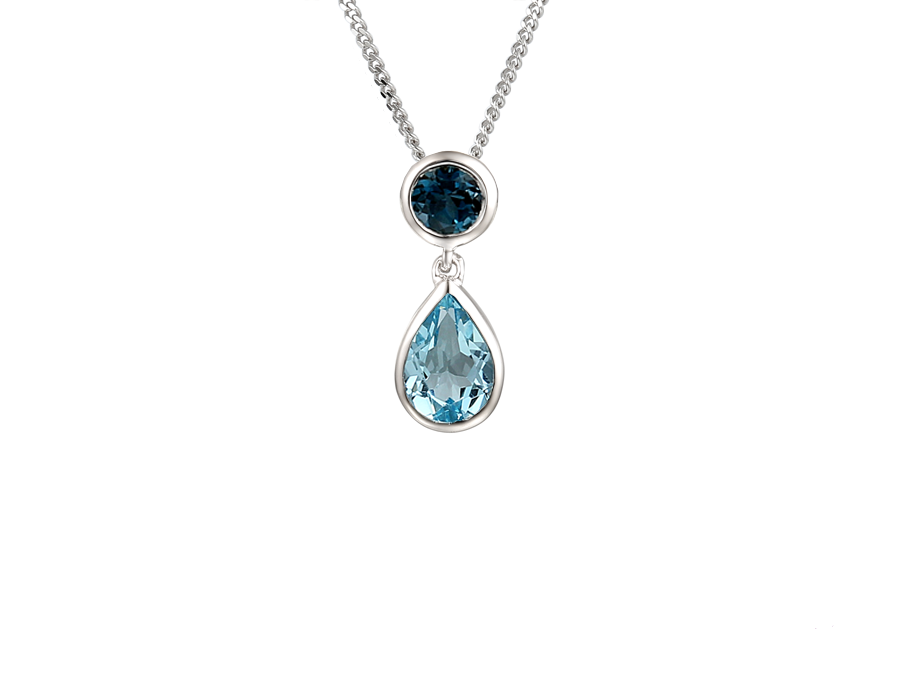 Blue Topaz and Silver Duo Bleu Necklace 9105SILSBT/LBT