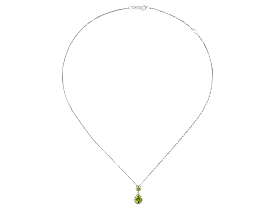 Peridot and Silver Pendant on Chain 9105P