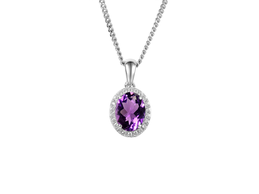 Amethyst and Cubic Zirconia Regal Purple Necklace 9121PSILCZ/AM