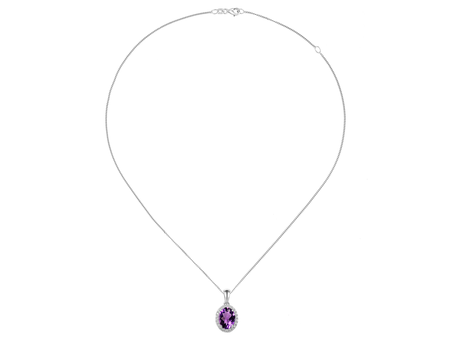 Amethyst and Cubic Zirconia Regal Purple Necklace 9121PSILCZ/AM
