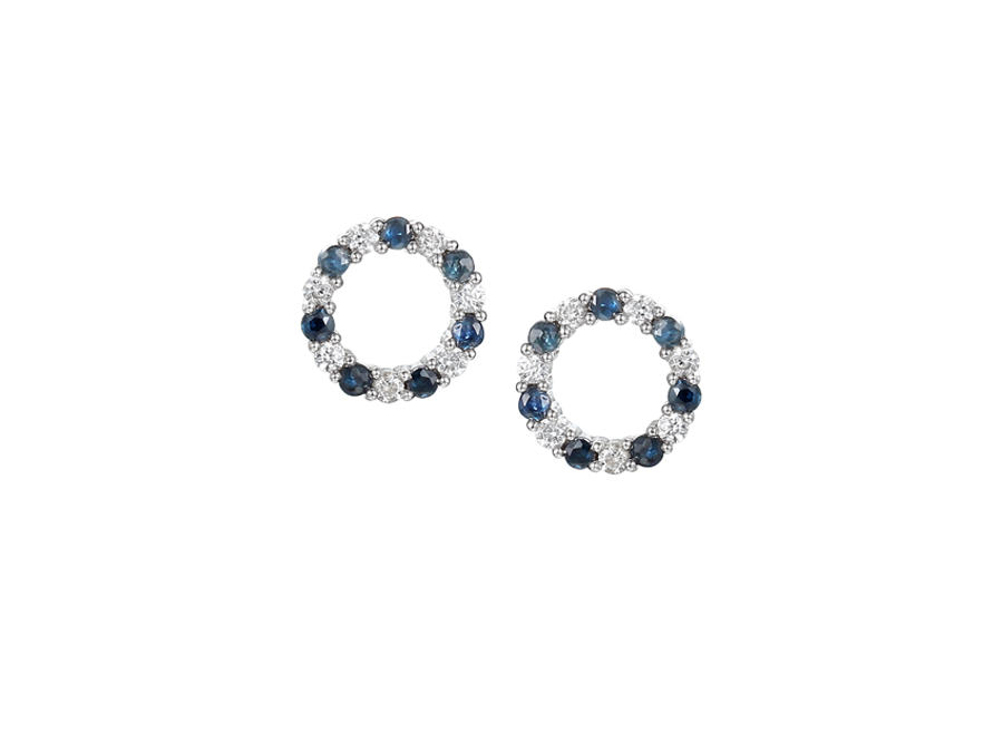 Sapphire and Cubic Zirconia Silver Circle of Life Stud Earrings 9138SILCZ/S