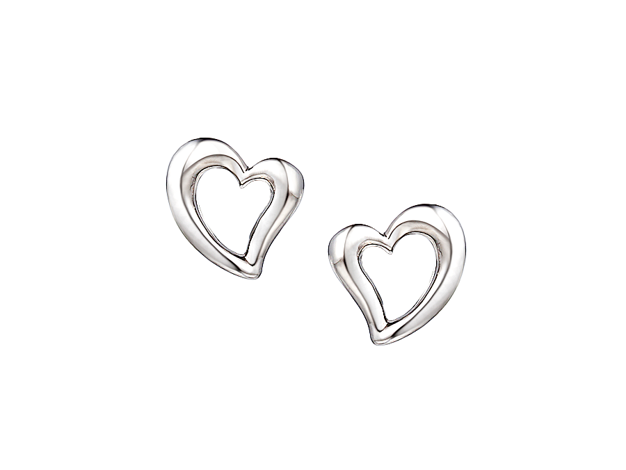 Gold 9ct (White) Heart Studs 9198W