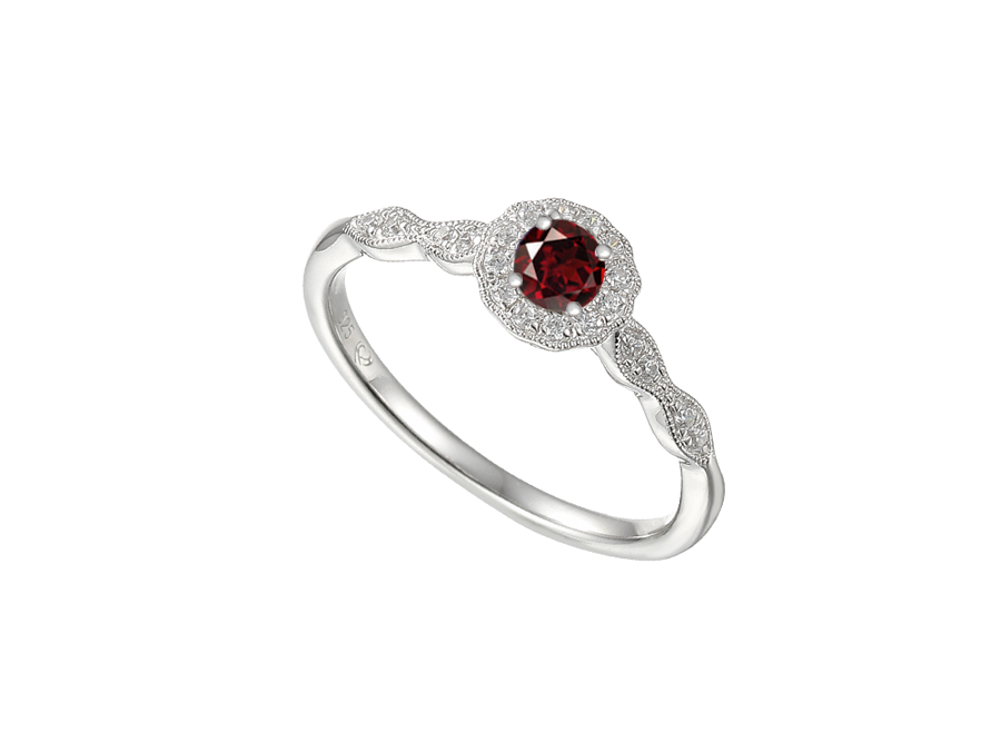 Garnet and Cubic Zirconia Silver Ring 9229SILCZ/GT