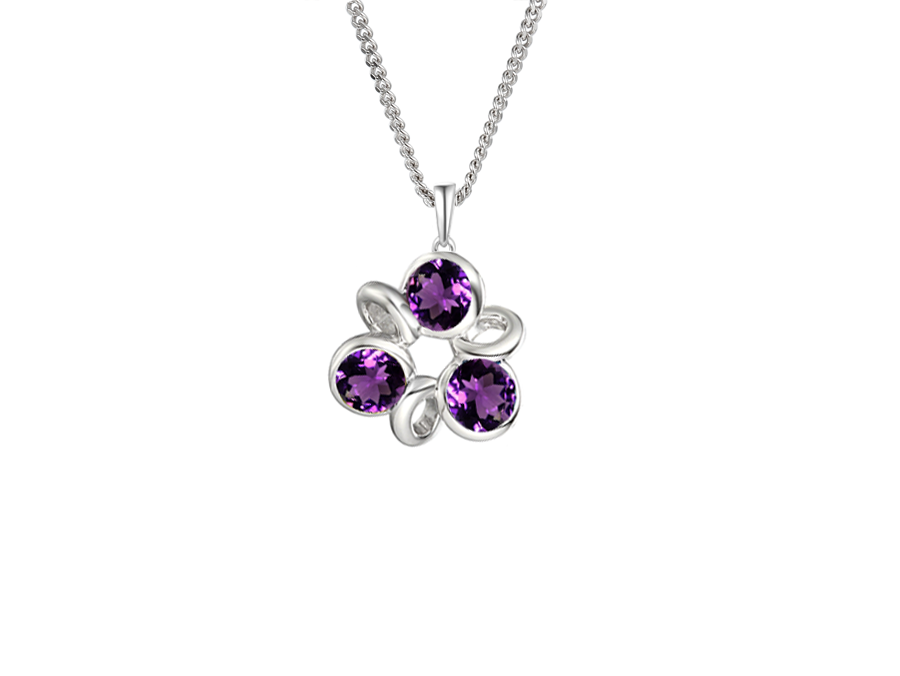 Amethyst and Silver Necklace 9258SILAM