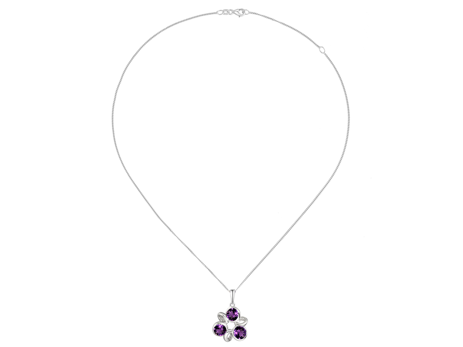 Amethyst and Silver Necklace 9258SILAM