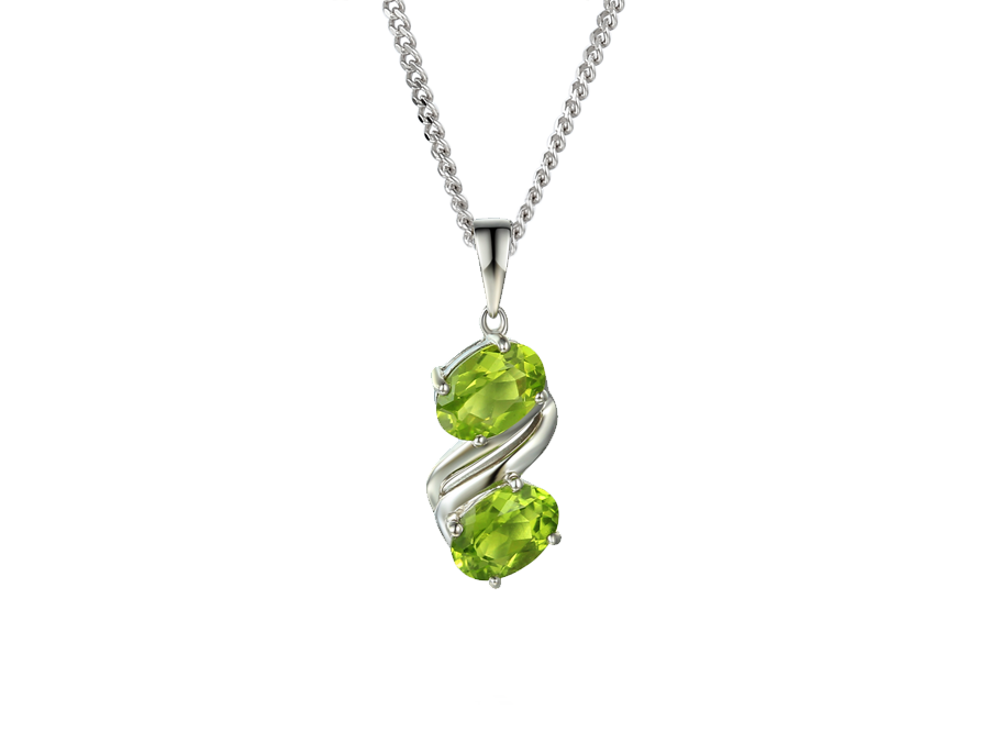 Peridot and Silver Pendant on Chain 9259P