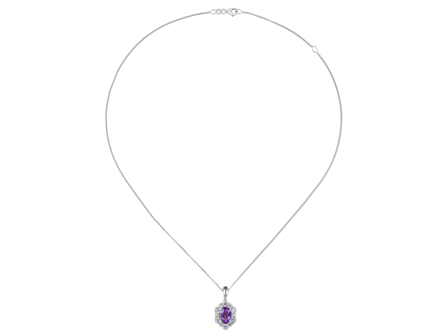 Amethyst and Cubic Zirconia Lovable You Necklace 9262PSILCZ/AMY