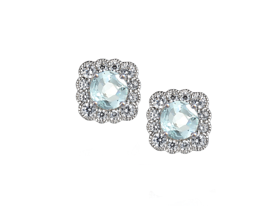 Aquamarine and Silver Lovable Me Stud Earrings 9263ESILCZ/AQ