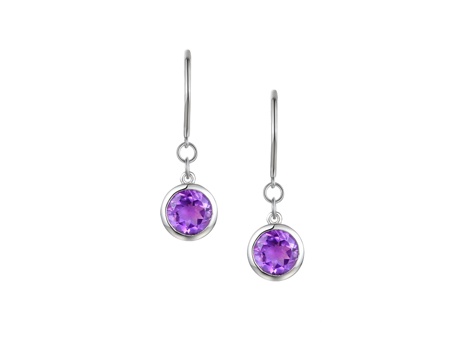 Amethyst and Silver Lunar Purple Drop Earrings 9292SILAM