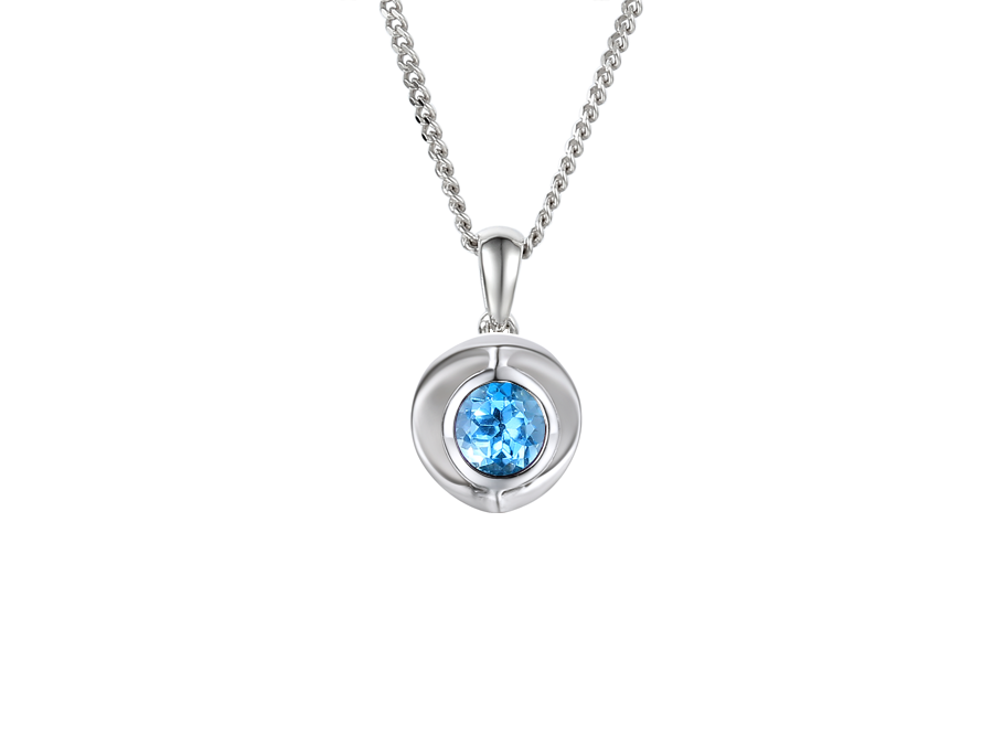 Blue Topaz and Silver Necklace 9295SILBT