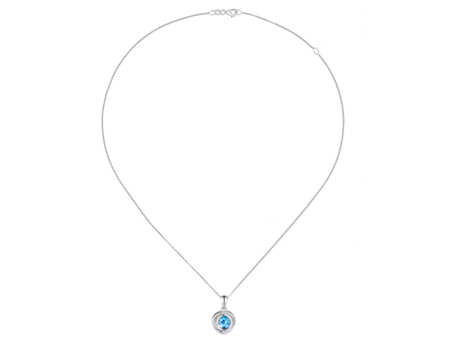 Blue Topaz and Silver Necklace 9295SILBT