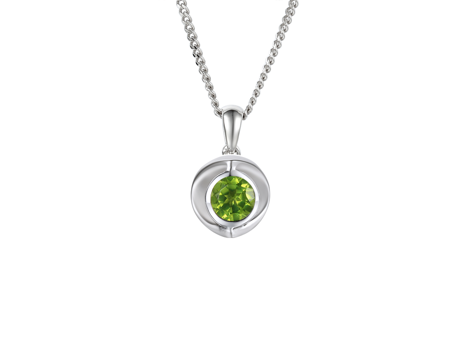 Peridot and Silver Pendant on Chain 9295P