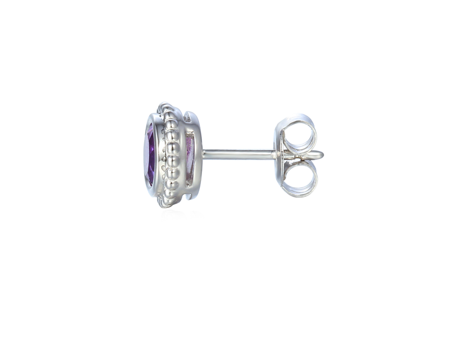 Amethyst and Silver Dimple Stud Earrings 9304SILAM