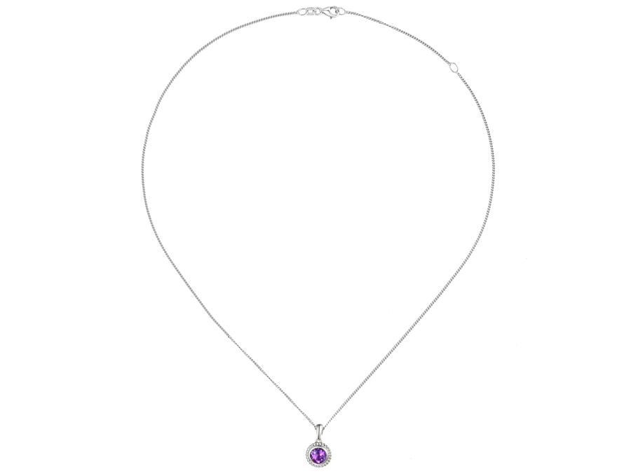 Amethyst and Silver Dimple Necklace 9305SILAM