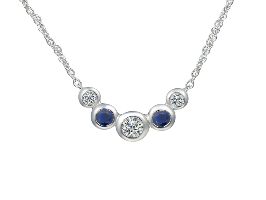 Sapphire (Blue) and Cubic Zirconia Silver Necklace 9307SILCZ/S