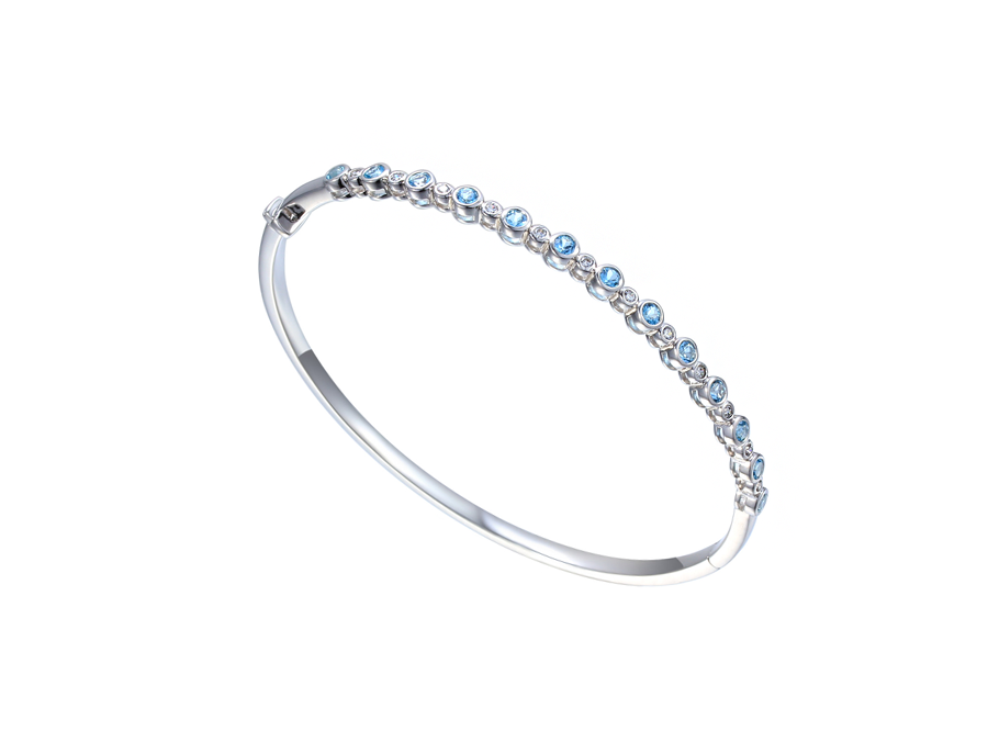 Blue Topaz and Cubic Zirconia Silver Glow Bangle 9314SILCZ/BT