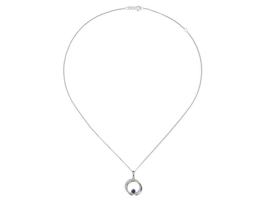 Sapphire (Blue) and Cubic Zirconia Silver Pendant on Chain 9336SILCZ/S