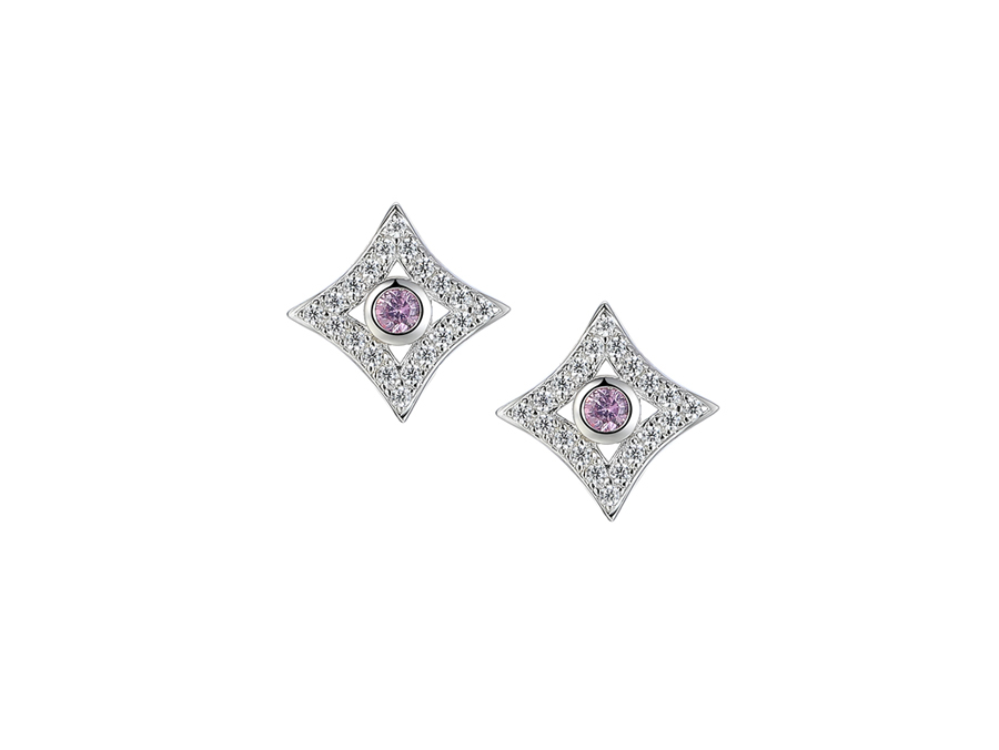 Pink Sapphire and Cubic Zirconia Stud Earrings 9337PS