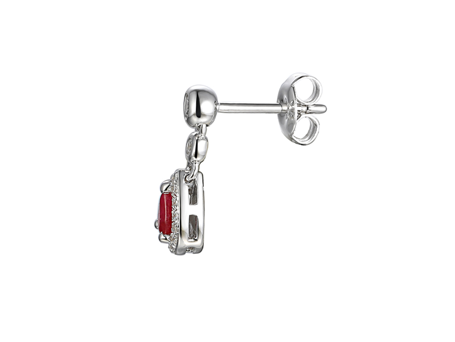 Ruby and Cubic Zirconia Silver Attitude Drop Earrings 9345SILCZ/R