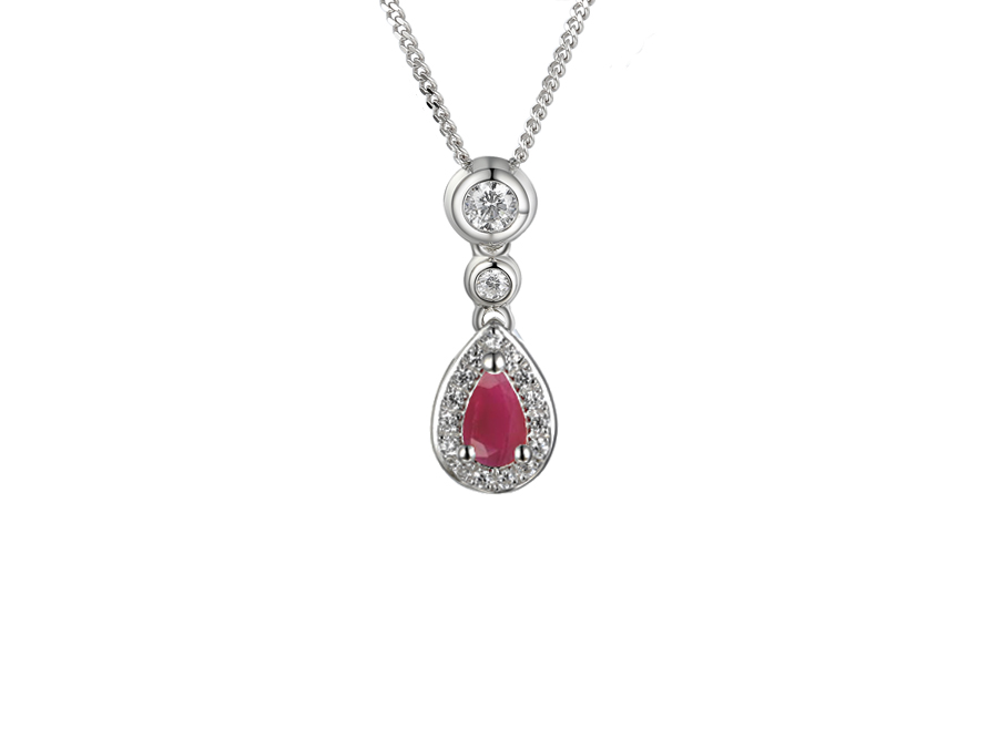 Ruby and Cubic Zirconia Silver Attitude Necklace 9346SILCZ/R