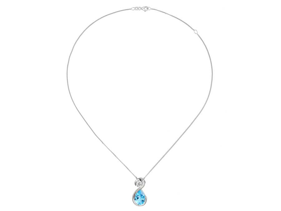 Blue Topaz and Cubic Zirconia Sentiment Silver Pendant 9348SILCZ/BT