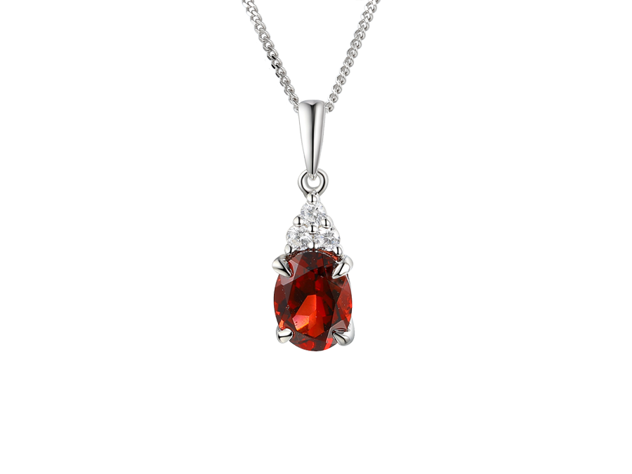 Garnet and Cubic Zirconia Silver Elation Necklace Model 9356CZ/GT