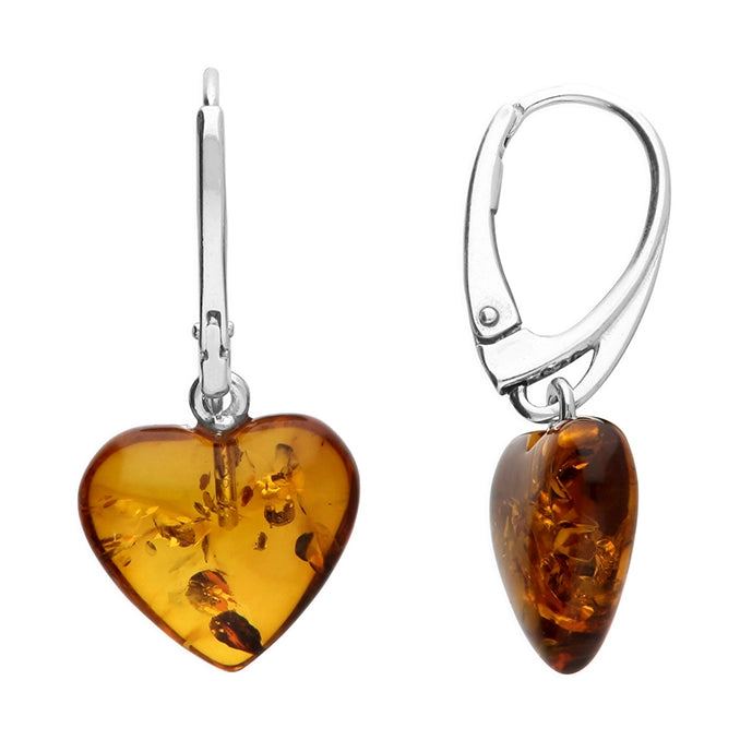 Amber and Silver Heart Drop Earrings H6389/S