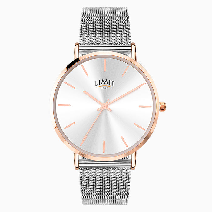 Limit Ladies Watch | Rose Gold Case & Stainless Steel Mesh Bracelet with Grey Dial | 6309