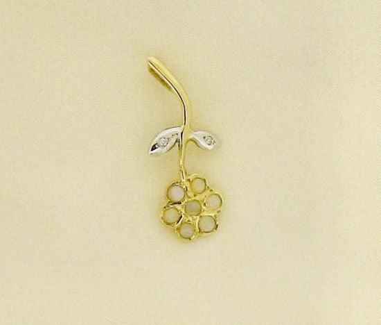 Opal and Diamond 9ct Gold Flower Pendant No138