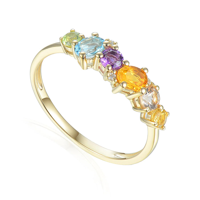 Multi Gemstone 9ct Yellow Gold Ring NTR2168M