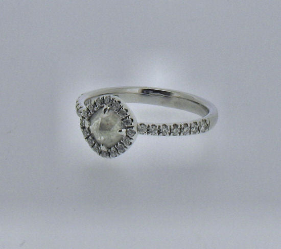 Diamond (silver-grey slice) Compass Set 18ct White-gold Ring NTX0729