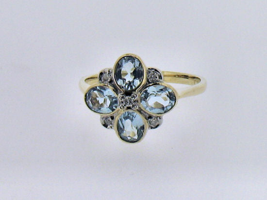 Blue Topaz and Diamond Gold Ring No.128