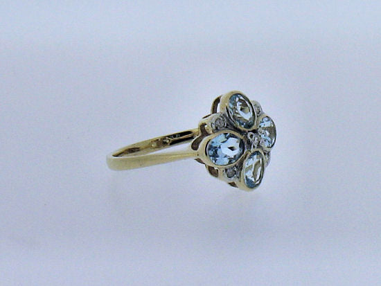 Blue Topaz and Diamond Gold Ring No.128